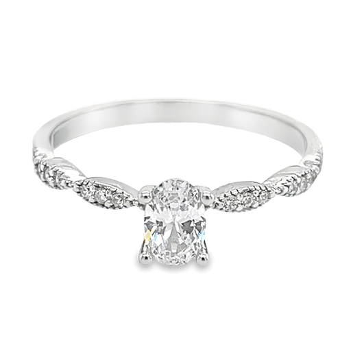 Witgouden ring met Ovale Zirkonia 6x4MM