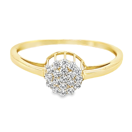 [GR2224] Geelgouden ring met Zirkonia stenen cluster