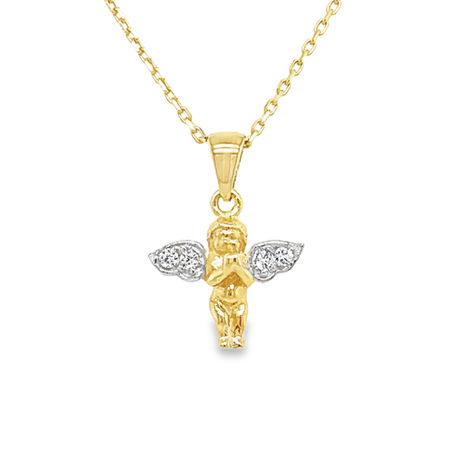 [GH2227] Bicolor gold pendant Angel with Zirconia stones