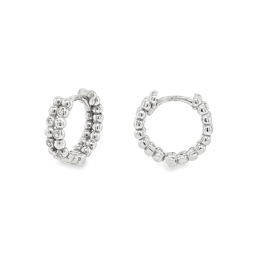 [ZO2228] Silver hinged hoop earrings Balls with zirconia rhodium plated 12x3.5mm