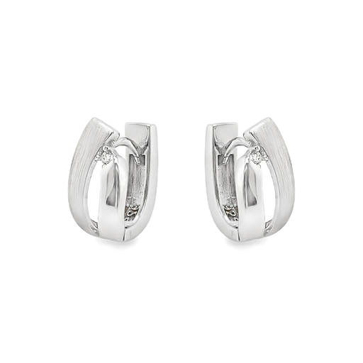 [ZO2235] Zilveren klapoorringen mat/ glans met Zirkonia