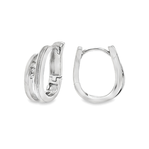 [ZO2238] Silver hinged earrings with Zirconia rhodium plated