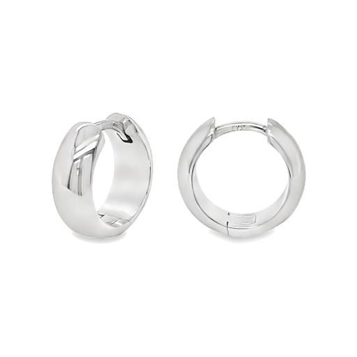 [ZO2247] Silver hinged earrings ball smooth rhodium plated 15x5.25mm