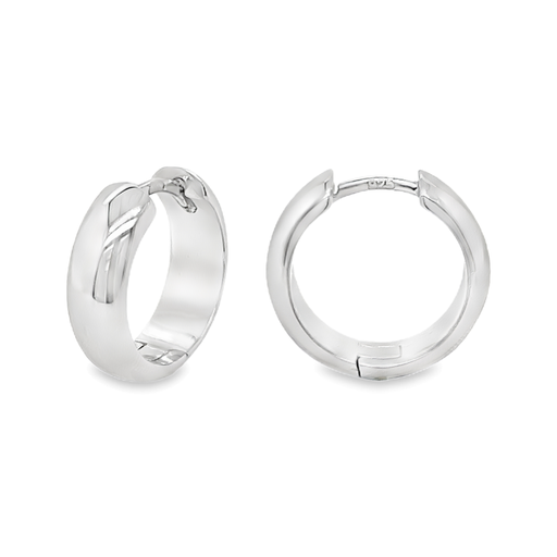 [ZO2248] Silver hinged earrings ball smooth rhodium plated 17x5.25mm