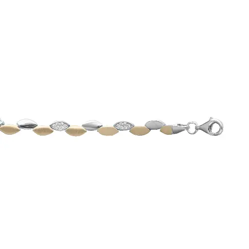[ZA2250] Bicolor zilveren armband met Zirkonia en gerhodineerd