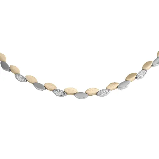 [ZC2250] Bicolor zilveren collier met Zirkonia en gerhodineerd