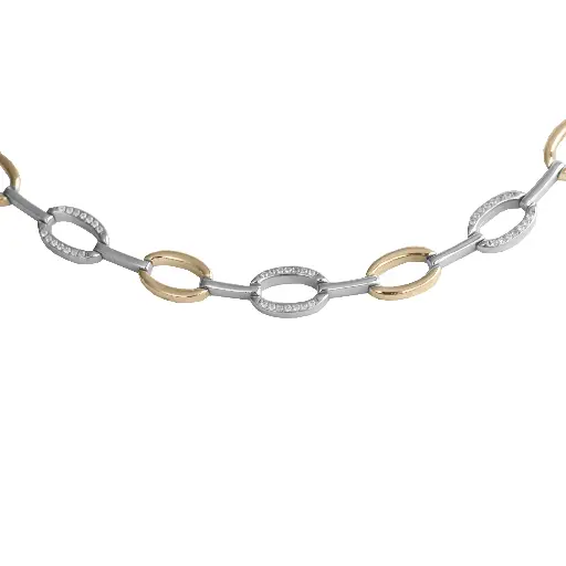 [ZC2253] Bicolor silver necklace with Zirconia