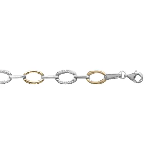 [ZA2253] Bicolor silver bracelet with Zirconia