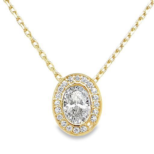 [GC2264] Yellow gold anchor necklace with zirconia pendant