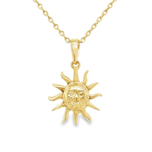 [GH2267] Geelgouden hanger blije Zon