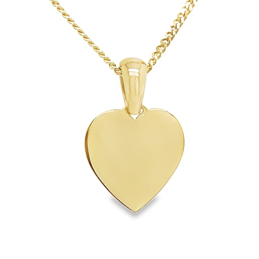 [GH2279-10] Yellow gold engraving pendant Heart 10mm wide