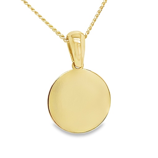 [GH2278-10] Geelgouden graveerhanger rond 10mm