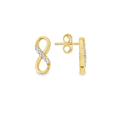 [GO2282] Yellow gold ear studs Infinity with Zirconia