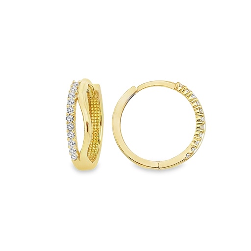[GOR2285] Geelgouden oorringen met Zirkonia rij