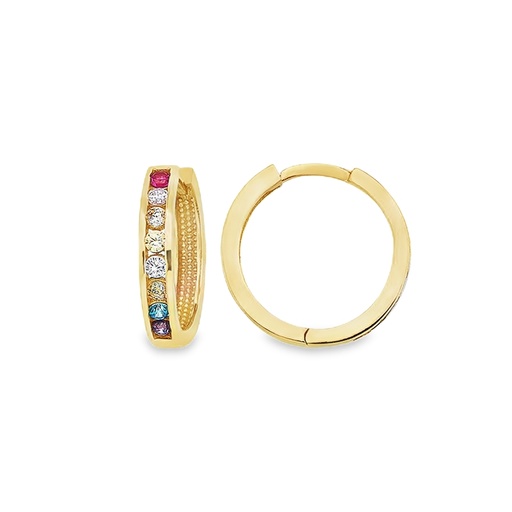 [GOR2286] Yellow gold earrings with colored zirconia row