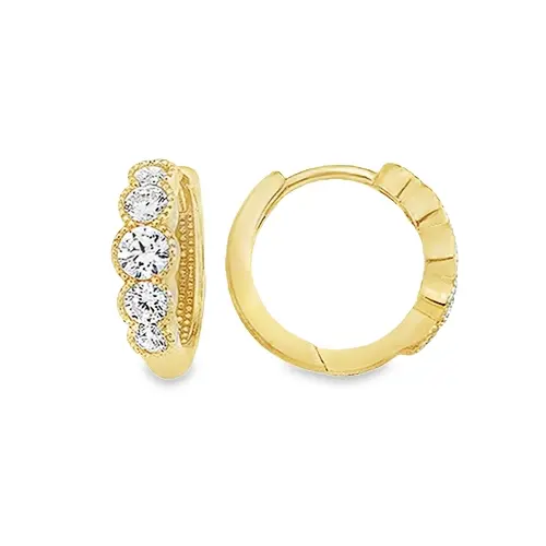 [GOR2289] Geelgouden oorringen met vijf zirkonia stenen