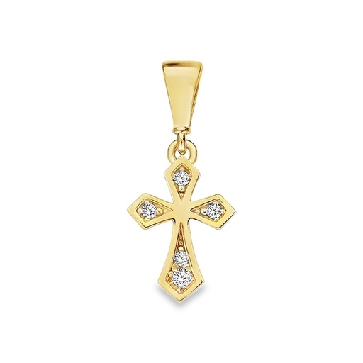 [GH2292] Yellow gold pendant Cross with zirconia