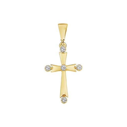 [GH2294] Geelgouden hanger Kruis met Zirkonia