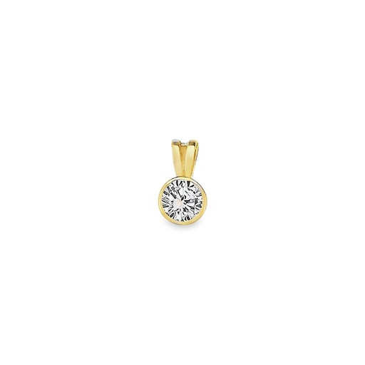 [GH2296] Yellow gold pendant with Zirconia in round setting case