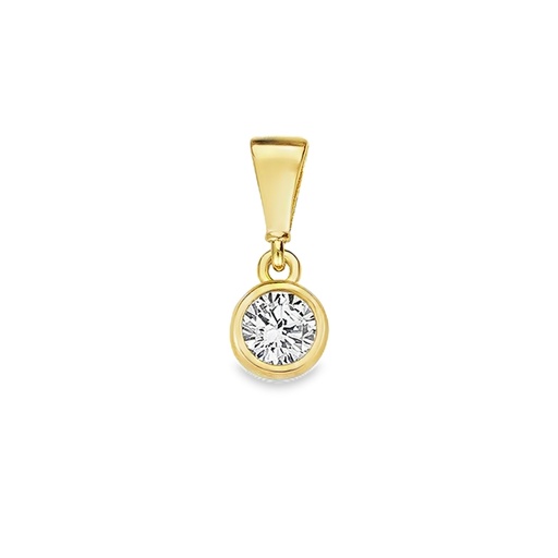 [GH2300] Geelgouden hanger met 4mm zirkonia in ronde zetkast