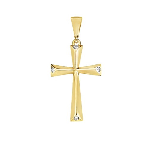 [GH2301] Yellow gold pendant Cross with zirconia