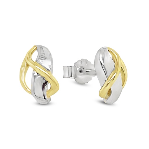 [ZO2307] Bicolor zilveren oorstekers fantasie gerhodineerd