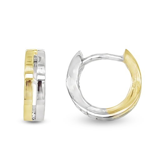 [ZO2308] Bicolor zilveren klapoorringen gerhodineerd