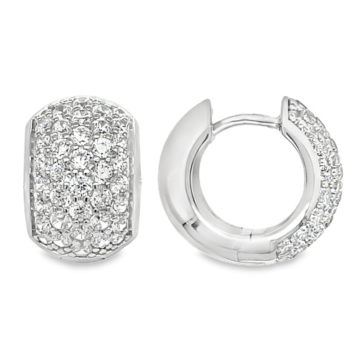 [ZO2314] Silver hinged earrings with five rows of Zirconia rhodium plated