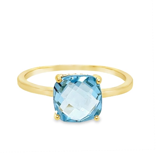 Yellow gold ring with Topaz 8x8mm