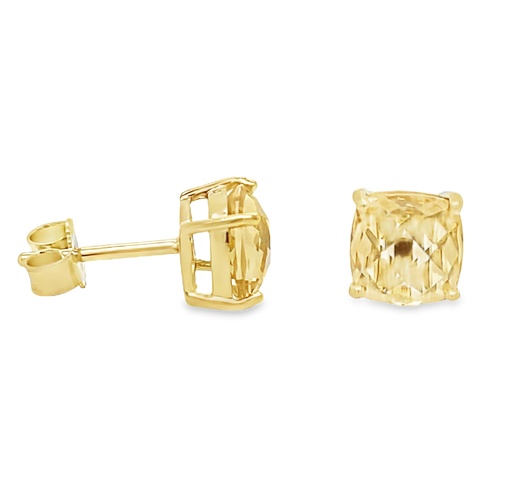 [GOE2318] Yellow gold ear studs with Citrine 6x6mm