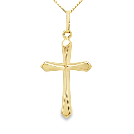 [GH2320] Geelgouden Kruis hanger hoekig