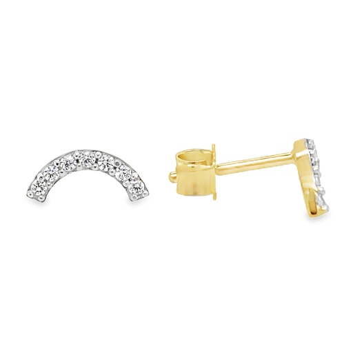 [GO2324] Yellow gold stud earrings Bow with Zirconia