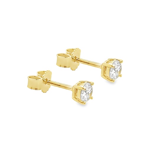 [GO2330] Yellow gold ear studs with 3.5mm Zirconia 4-leg