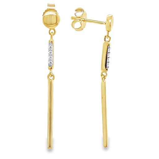 [GOH2335] Geelgouden oorhangers staafjes met Zirkonia