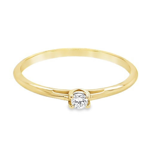 Geelgouden solitairring met Diamant 0,07 karaat