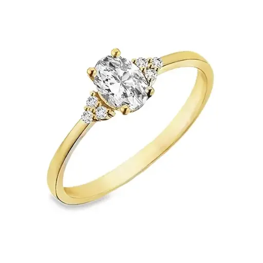 Geelgouden ring met Zirkonia stenen Ovaal