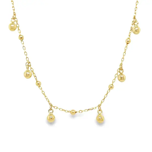 [GC2367] Geelgouden collier ankerschakel met Bolletjes