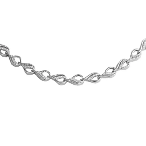 [ZC2368] Zilveren collier fantasie met zirkonia