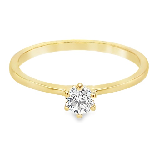 Geelgouden Solitairring met Diamant 0,25 karaat