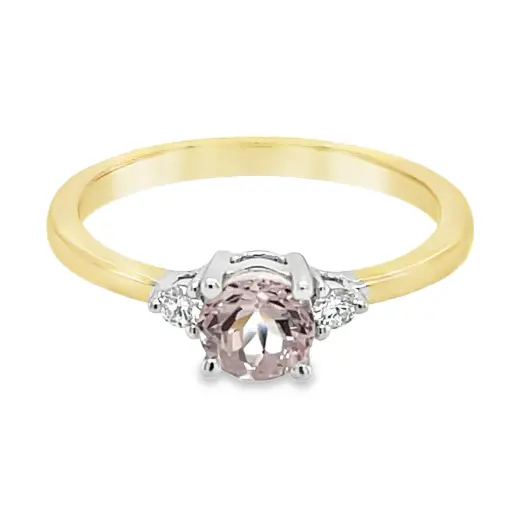 Bicolor gouden ring met Morganite en Diamant 0,06 karaat