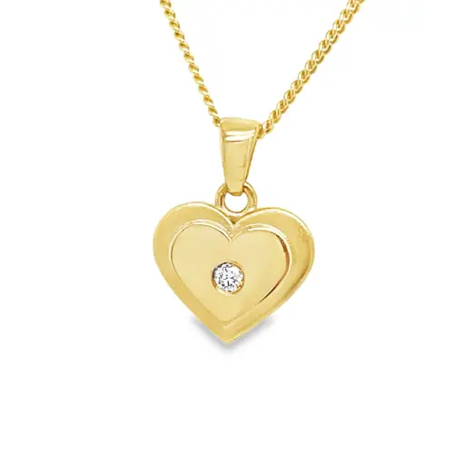 [GHE2423] Geelgouden hanger Hart met 0,025 karaat diamant