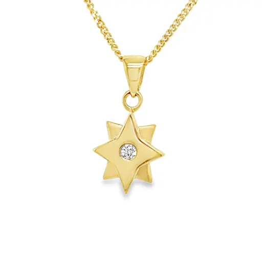 [GHE2428] Geelgouden hanger Ster met 0,025 karaat diamant