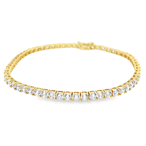 [GA0108] Yellow Gold Tennis Bracelet with Zirconia Stones