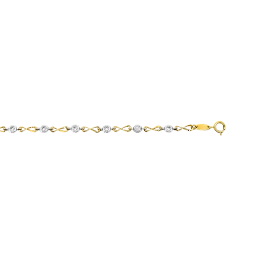 [GA0123] Bicolor gold bracelet Fantasy with Zirconia stones
