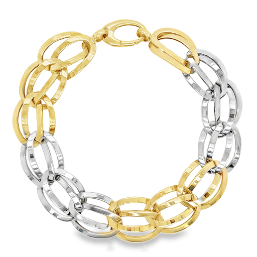 [GA0126] Bicolor gold bracelet Fantasy 14mm wide