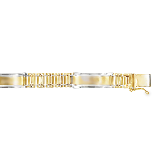 [GA0127] Bicolor gold bracelet Fantasy 7.3mm wide