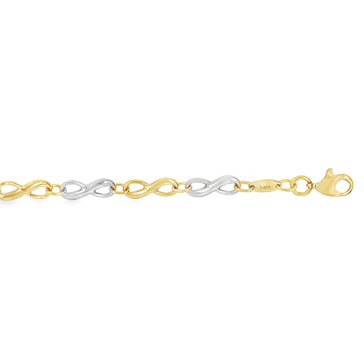 [GA0155] Bicolor Gold Bracelet Infinity Link 4MM Wide