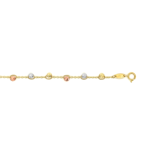 [GA0187] Tricolor gold bracelet Anchor link with Balls
