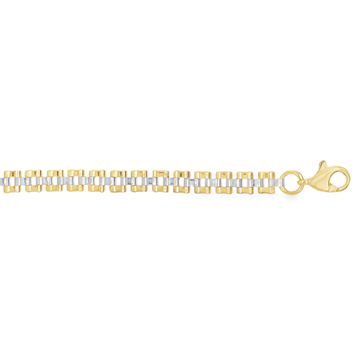 [GA0205] Bicolor gouden armband Rolexschakel 3,9mm breed