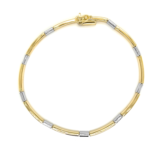 [GA0215-19] Bicolor gouden armband 4,2mm breed